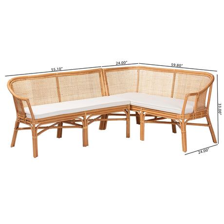 Chang Rai 2 Piece Natural Rattan Corner Bench Set by Wicker Fair