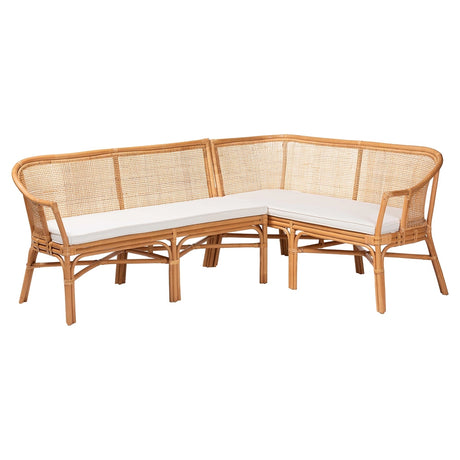 Chang Rai 2 Piece Natural Rattan Corner Bench Set by Wicker Fair
