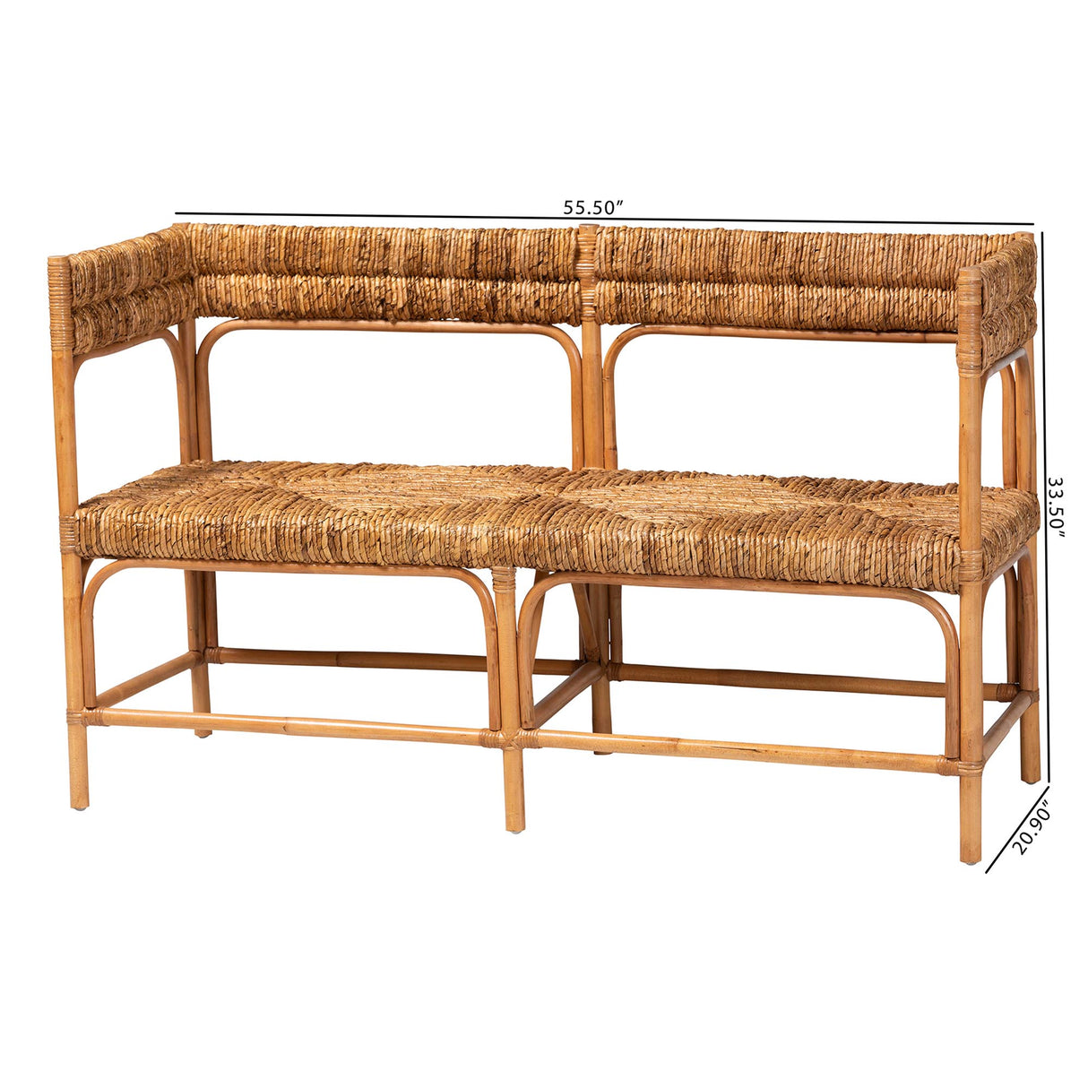 Adelisa Natural Rattan Bench by Wicker Fair