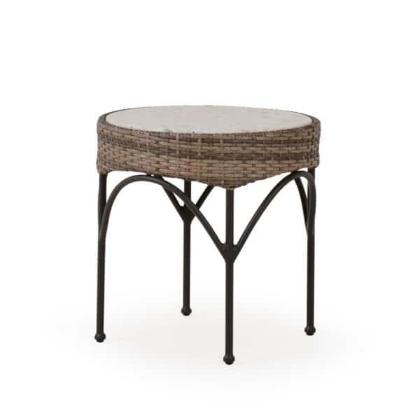 Alamo Outdoor 21" Round Wicker End Table with Stone Top Model 621821ET-RDST