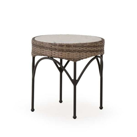 Alamo Outdoor 21" Round Wicker End Table with Stone Top Model 621821ET-RDST