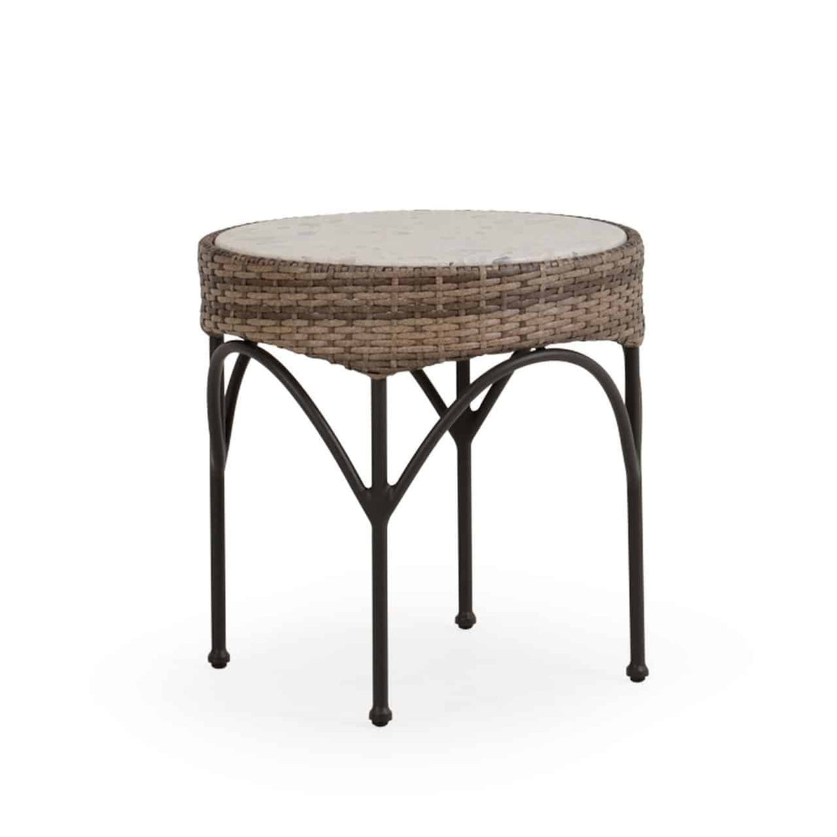 Alamo Outdoor 21" Round Wicker End Table with Stone Top Model 621821ET-RDST