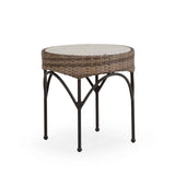 Alamo Outdoor 21" Round Wicker End Table with Stone Top Model 621821ET-RDST