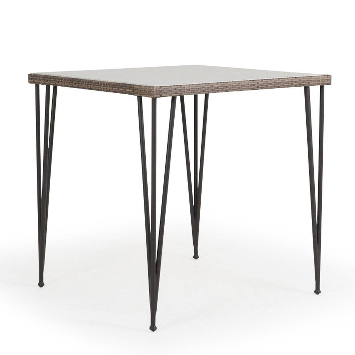 Alamo Outdoor Square Wicker Bar Height Table with Stone Top Model 621839BTST