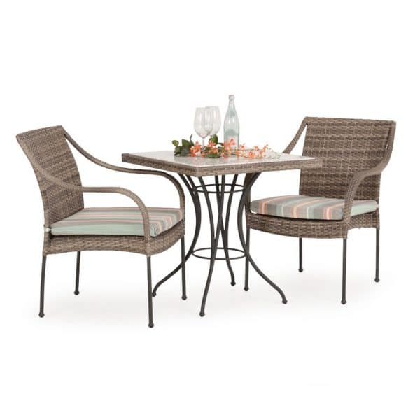 Alamo Outdoor Square Wicker Bistro Table with Stone Top Model 621828DTST