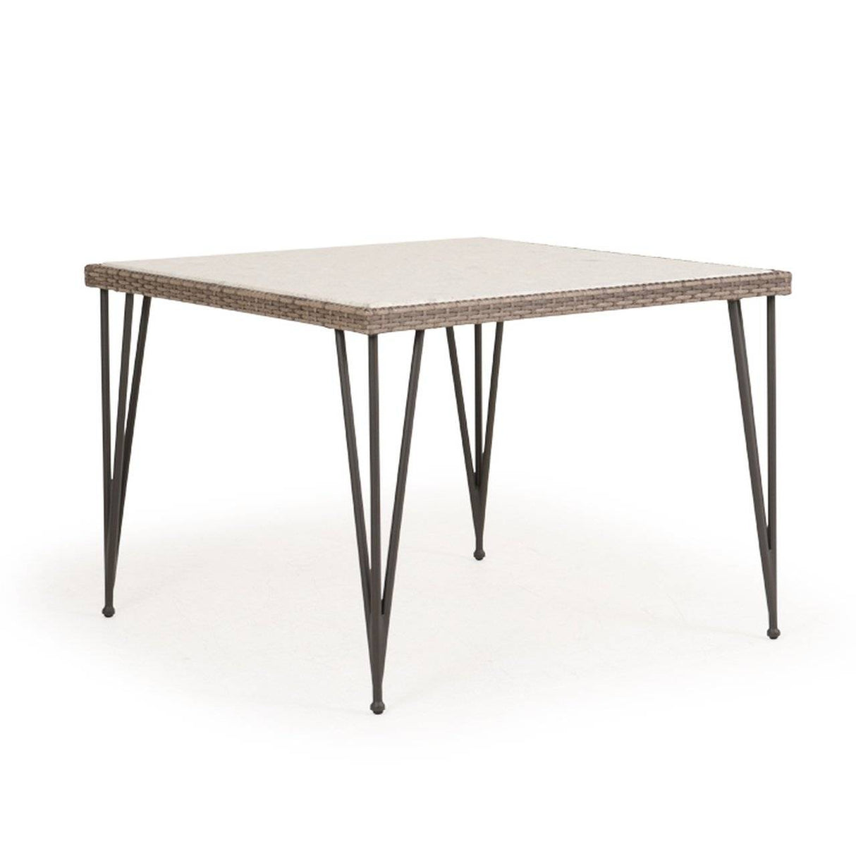 Alamo Outdoor Square Wicker Dining Table with Stone Top Model 621839DTST