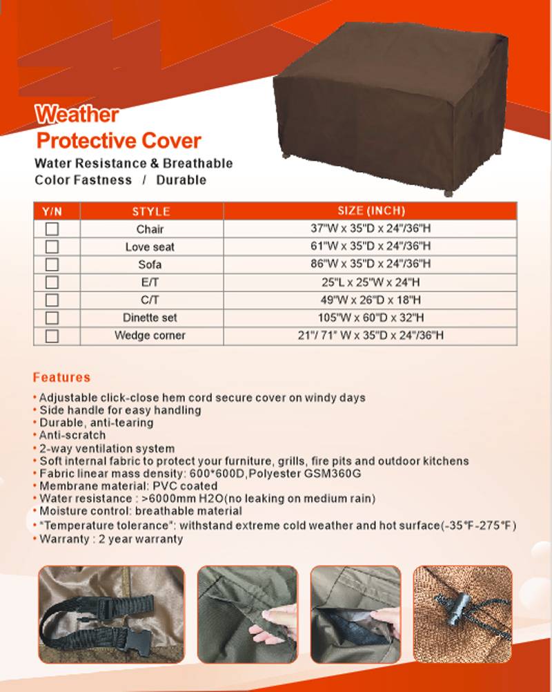 Outdoor Furniture End Table Rain Cover Item Number RC-ET