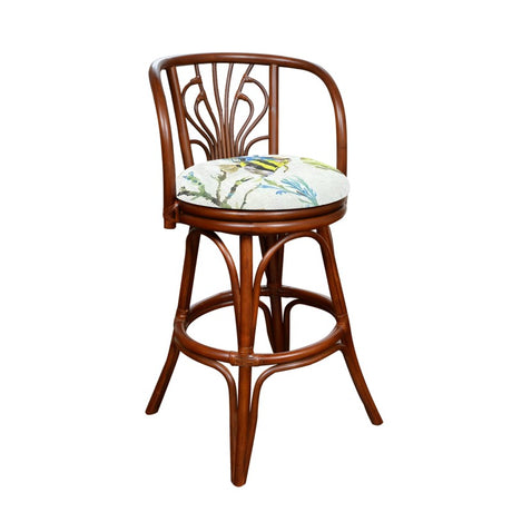 Aloha Rattan Swivel Barstool and Counterstool by Alexander and Sheriden with Cushions Made in USA