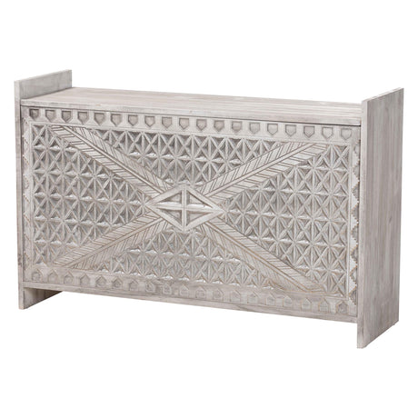 Isabela Wood Storage Trunk with Carved Front Panel by Wicker Fair