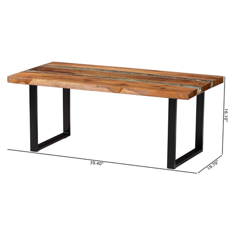 Apollo Wood Epoxy Resin Coffee Table with Glass Inlay by Wicker Fair