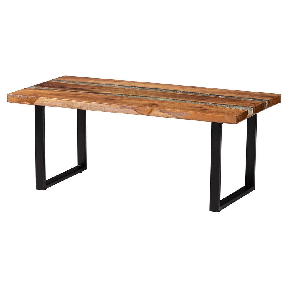 Apollo Wood Epoxy Resin Coffee Table with Glass Inlay by Wicker Fair