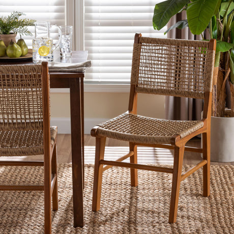 Ariba Dining Chair with Mahogany Wood Frame and Viro Fiber Weaving by Wicker Fair