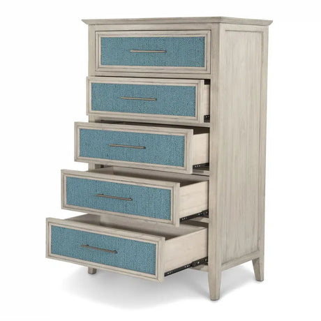 Ocean Isles 5 Drawer Woven Chest Model B55535-OCEANBLUE By Seawinds Trading