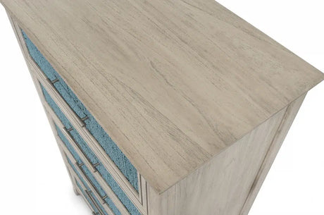 Ocean Isles 5 Drawer Woven Chest Model B55535-OCEANBLUE By Seawinds Trading