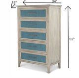 Ocean Isles 5 Drawer Woven Chest Model B55535-OCEANBLUE By Seawinds Trading