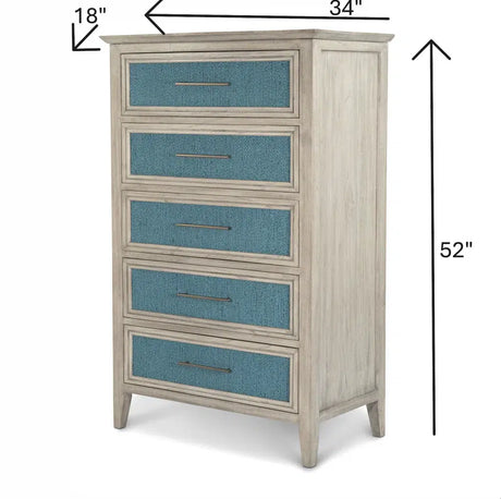 Ocean Isles 5 Drawer Woven Chest Model B55535-OCEANBLUE By Seawinds Trading