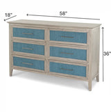 Ocean Isles 6 Drawer Woven Dresser Model B55536-OCEANBLUE By Seawinds Trading