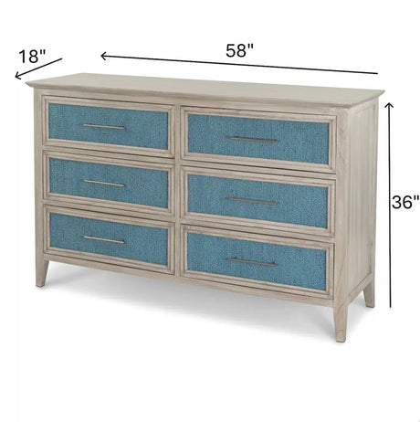 Ocean Isles 6 Drawer Woven Dresser Model B55536-OCEANBLUE By Seawinds Trading