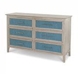 Ocean Isles 6 Drawer Woven Dresser Model B55536-OCEANBLUE By Seawinds Trading
