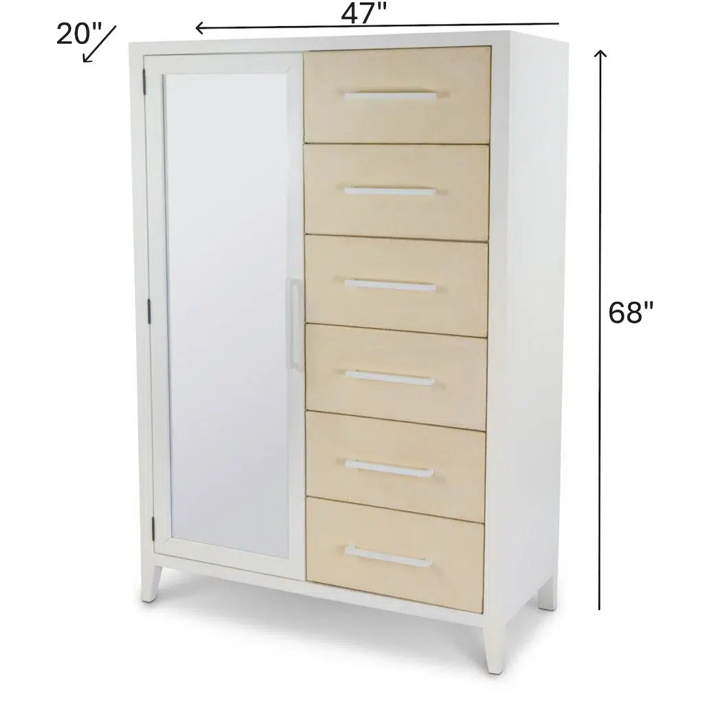 Miramar Woven Mirrored Door Chest Model B77737-SAND By Seawinds Trading