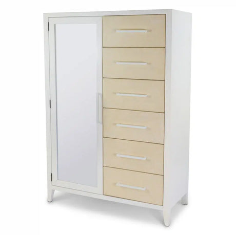 Miramar Woven Mirrored Door Chest Model B77737-SAND By Seawinds Trading
