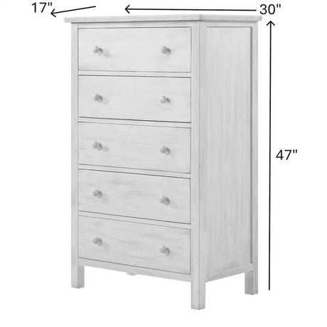 Geneva 5 Drawer Chest Model B90035-DWHITE By Seawinds Trading