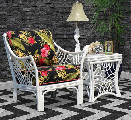 Bali End Table in White Finish Model BLET-W from Spice Island Wicker