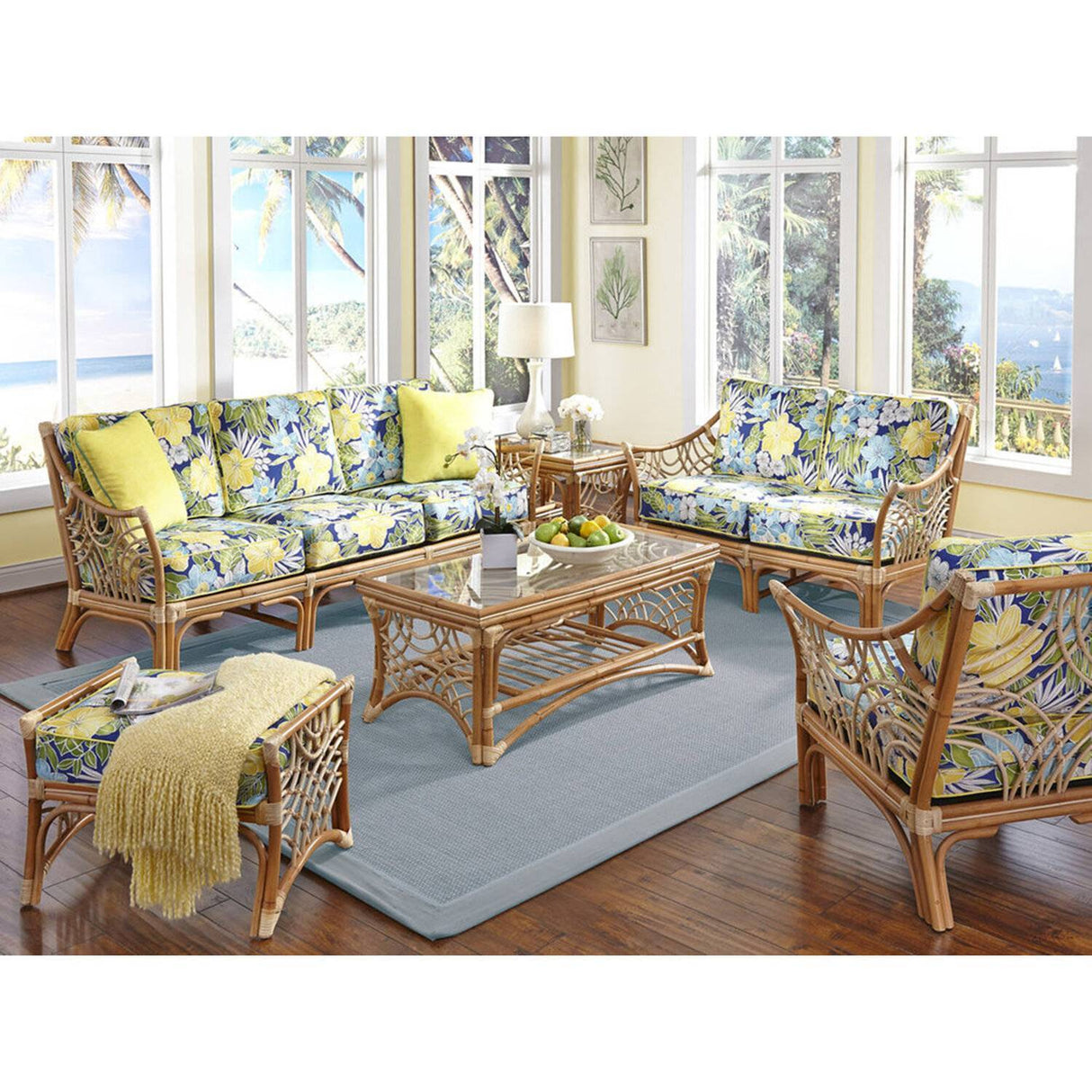 Bali Ottoman in Natural Finish Model BLO-NAT from Spice Island Wicker