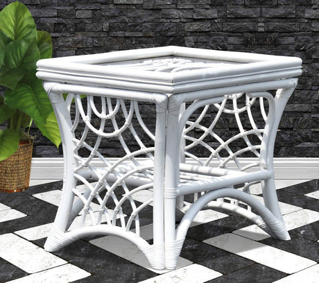Bali 2 Pc Set of Lounge Chair and End Table in White Finish Model BLAC-W from Spice Island Wicker