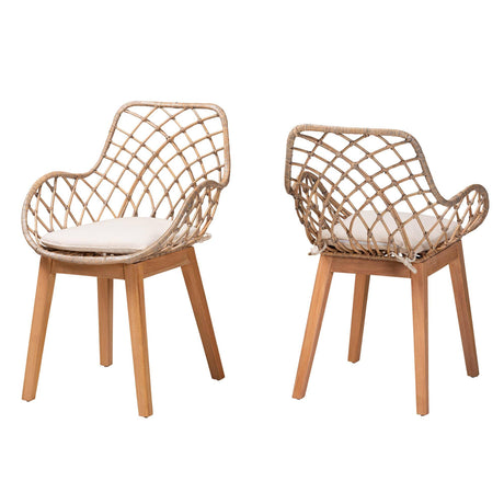 Salerna 2-Pc Wicker Fair Rattan Chair Set