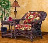 Bar Harbor Brownwash Rattan 2 Pc Set with Arm Chair and End Table Model BHAC-ET-2PC-SET-BW from Spice Island Wicker