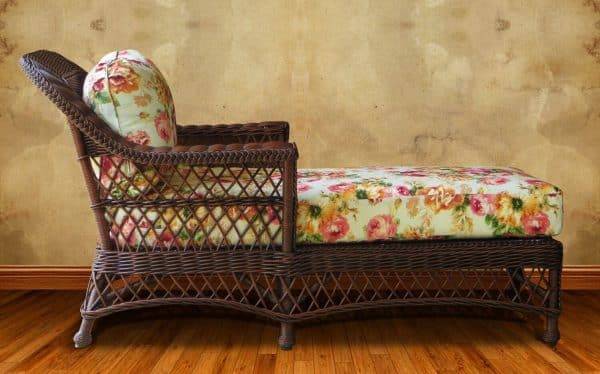 Bar Harbor Brownwash Rattan Chaise Lounge Model BHCL-W from Spice Island Wicker