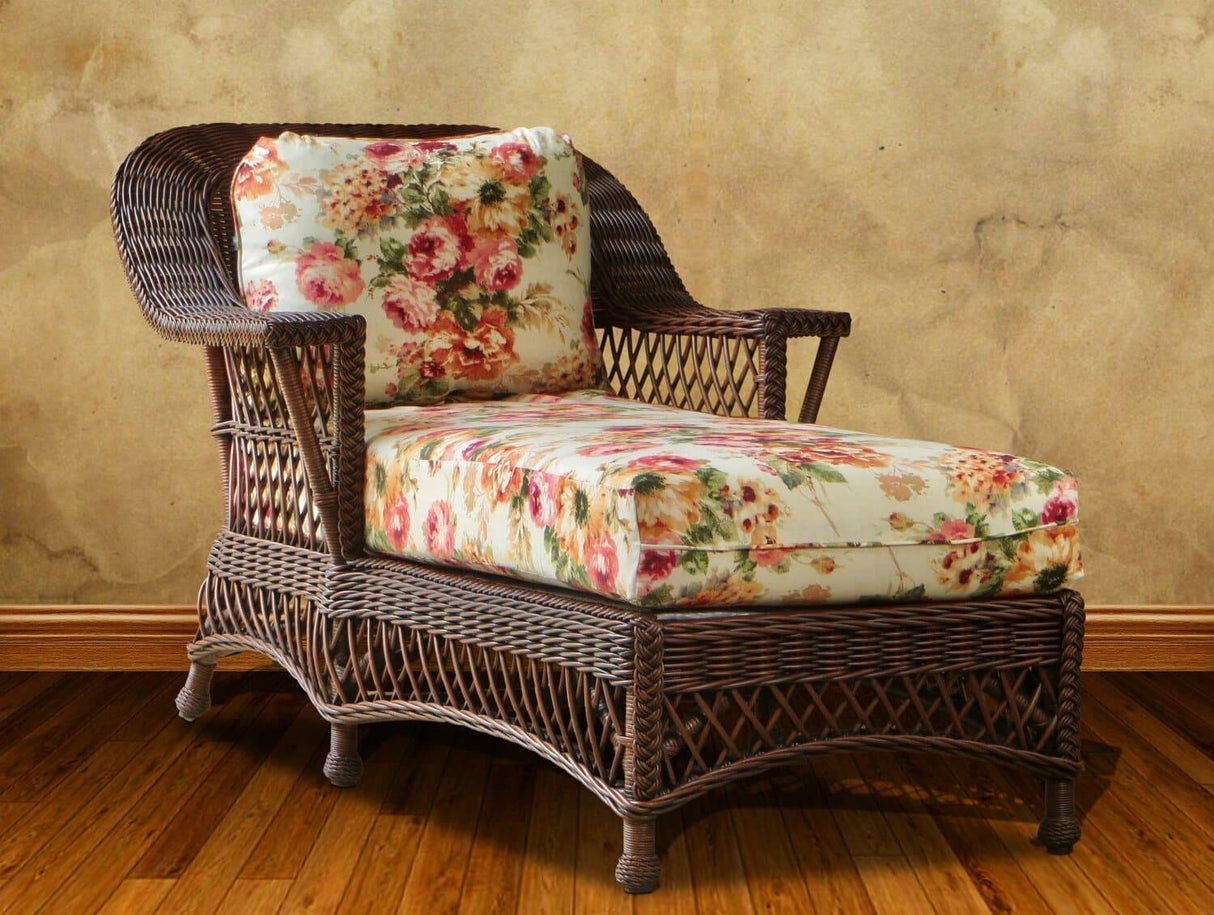 Bar Harbor Brownwash Rattan Chaise Lounge Model BHCL-W from Spice Island Wicker