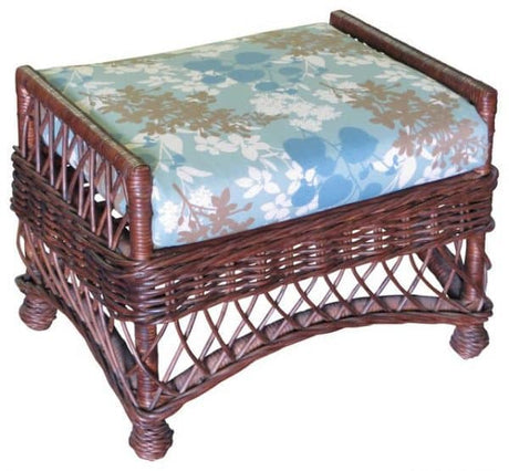Boston Harbor Brownwash Rattan Ottoman Model BHO-WF by Wicker Fair