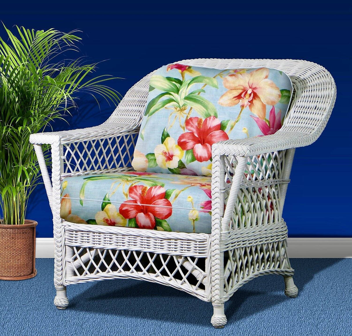 Bar Harbor White Rattan 6 Pc Set Model BH-SUNRM-W from Spice Island Wicker