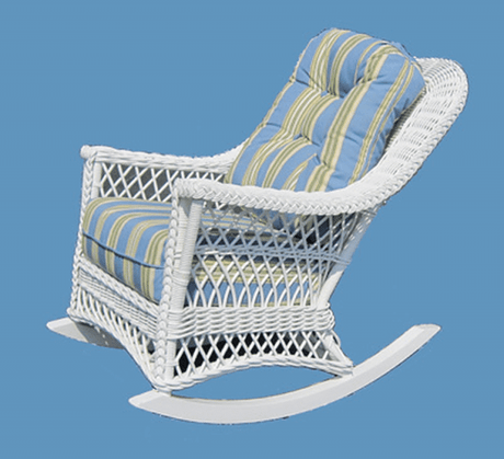 Bar Harbor White Rattan Rocker Model BHR-W from Spice Island Wicker