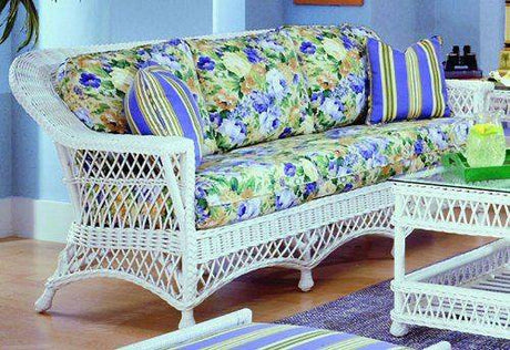 Boston Harbor Rattan White or Whitewash Sofa Model BH3S-WF by Wicker Fair