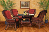 Boston Harbor Brownwash Rattan Dining Arm Chair Model BHDSC-WF by Wicker Fair – Choice of Cushions Made in the USA