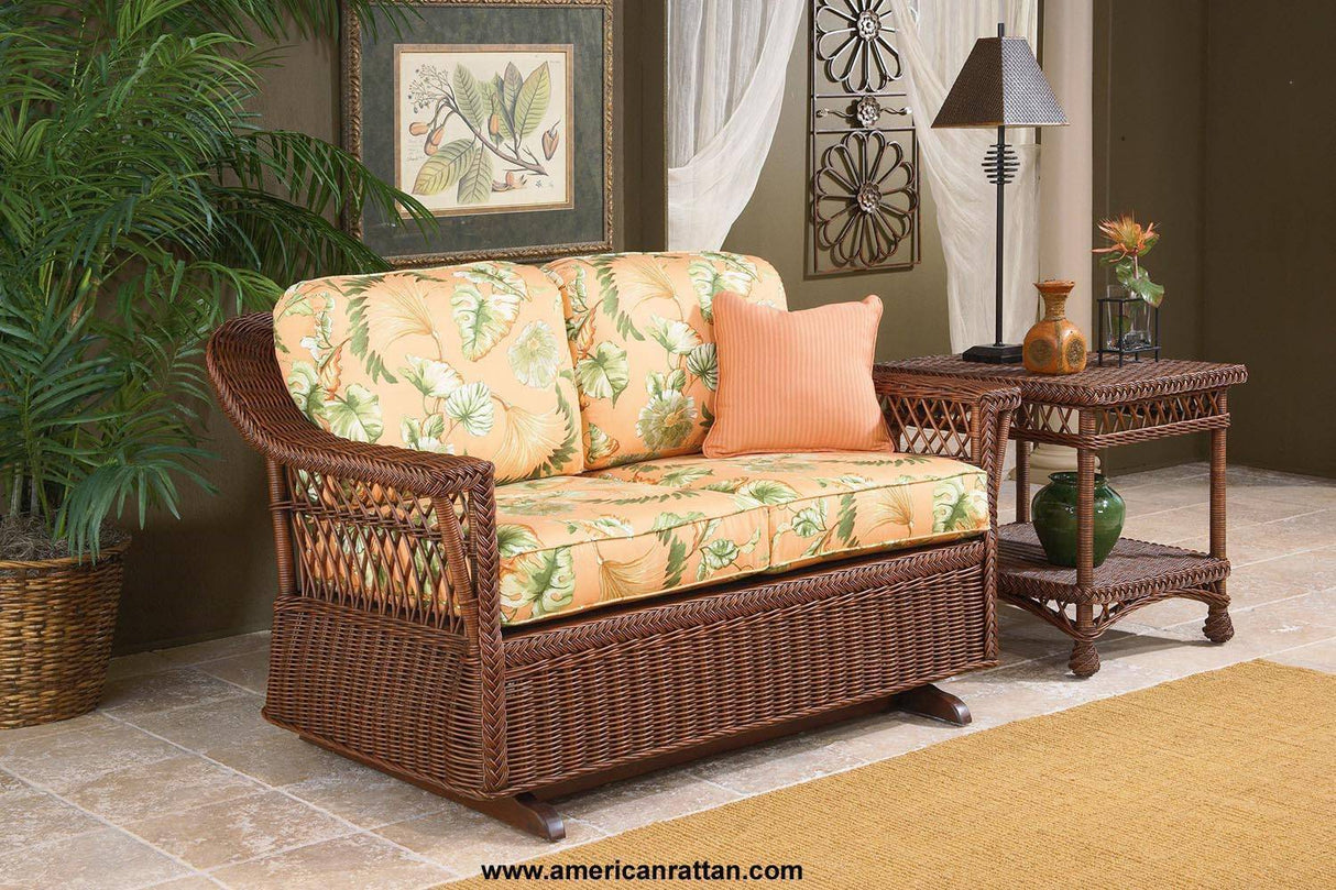 Bar Harbor Rattan Double Glider Loveseat B-77 by Designer Wicker Tribor