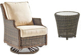 Barrington Outdoor Wicker Swivel Glider and End Table with Glass Top 2 Pc Set 77705-77743