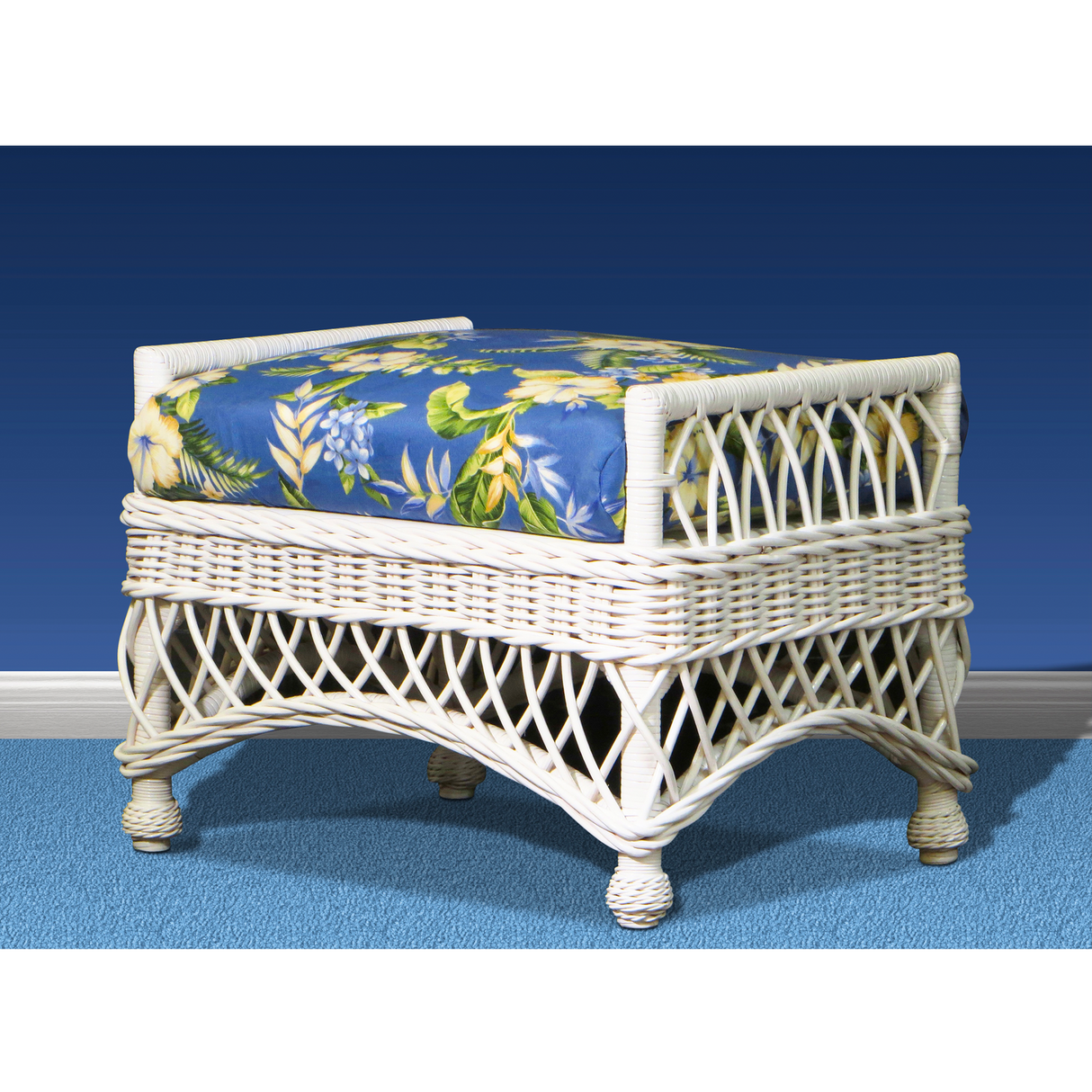 Bar Harbor Rattan Ottoman
