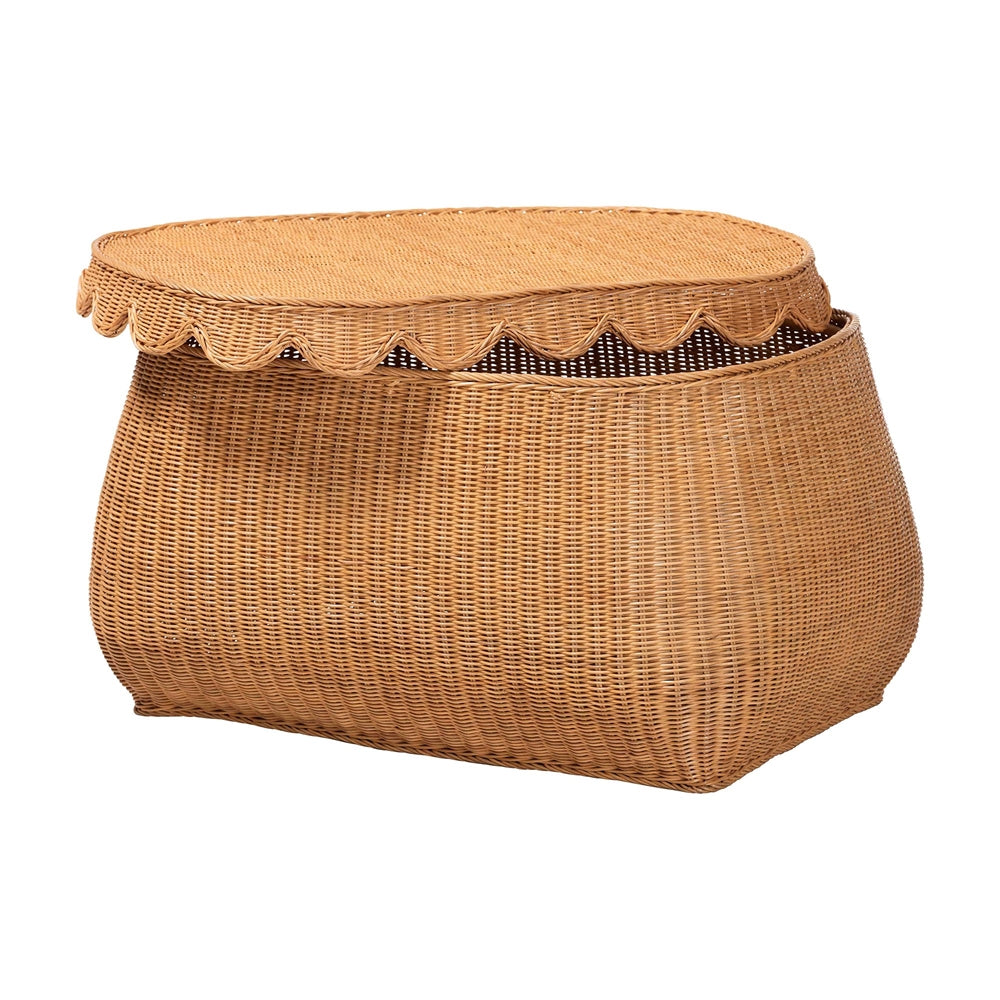 Briele Natural Rattan 3-Pc Basket Set with Scalloped Lids by Wicker Fair