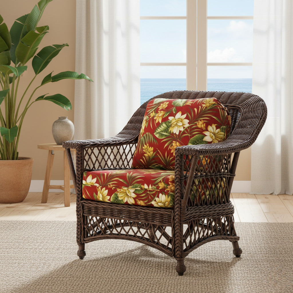 Boston Harbor Brownwash Rattan Arm Chair Model BHAC-WF by Wicker Fair
