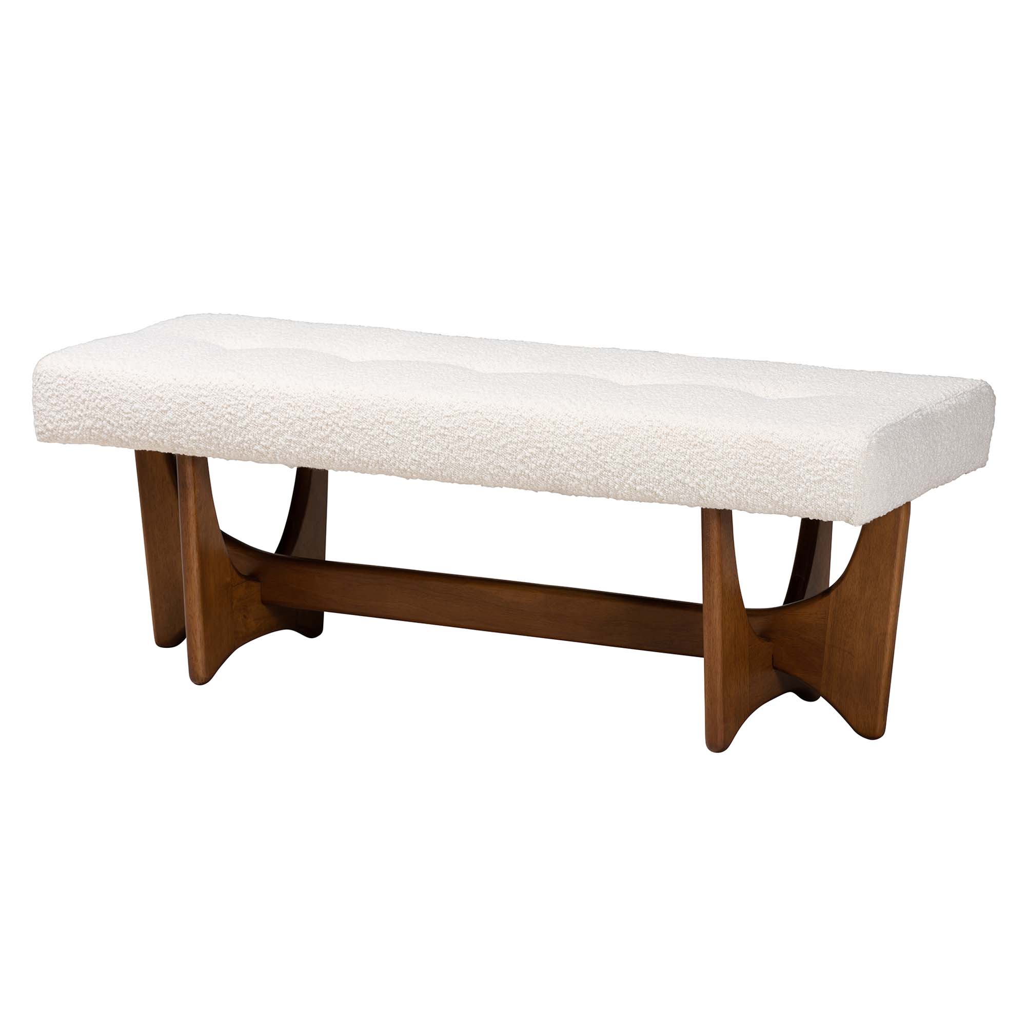 〆1/31 WHITE_WOOD_BENCH #3 Baxton Studio Theo Japandi Bench – Elegant Cream Boucle