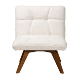 Darielle Japandi Cream Boucle Fabric and Walnut Brown Finished Rubberwood Accent Chair by Wicker Fair