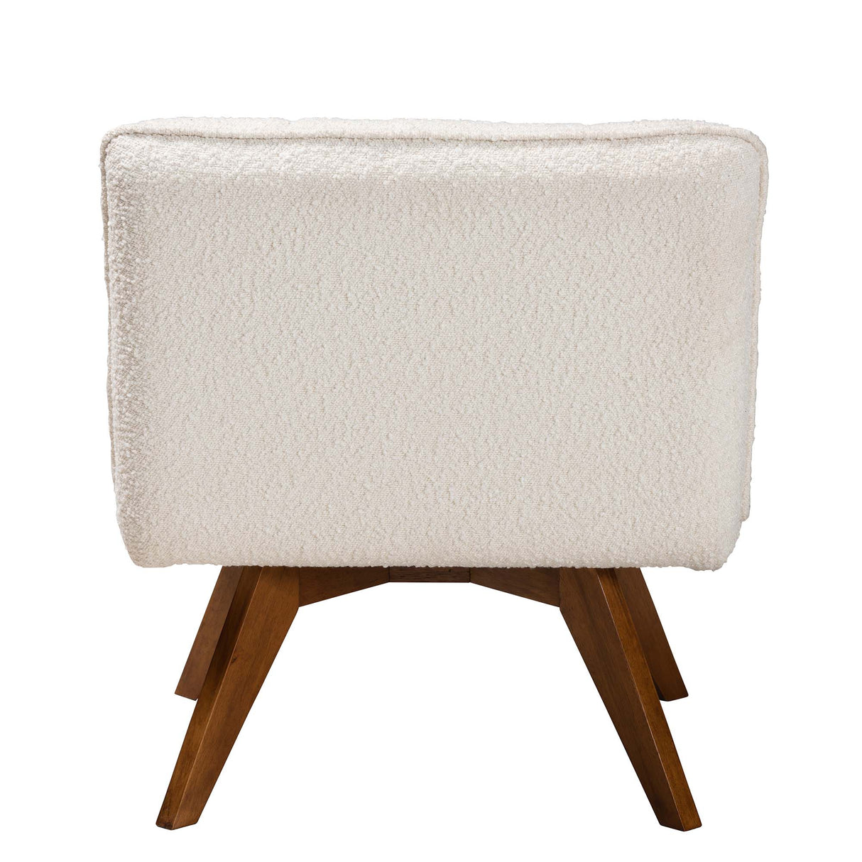 Darielle Japandi Cream Boucle Fabric and Walnut Brown Finished Rubberwood Accent Chair by Wicker Fair