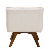 Darielle Japandi Cream Boucle Fabric and Walnut Brown Finished Rubberwood Accent Chair by Wicker Fair