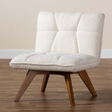 Darielle Japandi Cream Boucle Fabric and Walnut Brown Finished Rubberwood Accent Chair by Wicker Fair