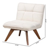 Darielle Japandi Cream Boucle Fabric and Walnut Brown Finished Rubberwood Accent Chair by Wicker Fair