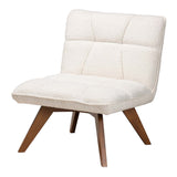 Darielle Japandi Cream Boucle Fabric and Walnut Brown Finished Rubberwood Accent Chair by Wicker Fair